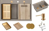 Zlewozmywaki - Zlew QUADRON MARC 120 SOFT TAUPE (cappuccino) + syfon MIEDŹ + akcesoria (HQC7650U4_PVDC1) - miniaturka - grafika 1