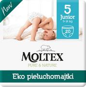 Pieluchy - Moltex pieluchomajtki elastyczne Pure & Nature Junior 9 14 kg 20 szt.) - miniaturka - grafika 1