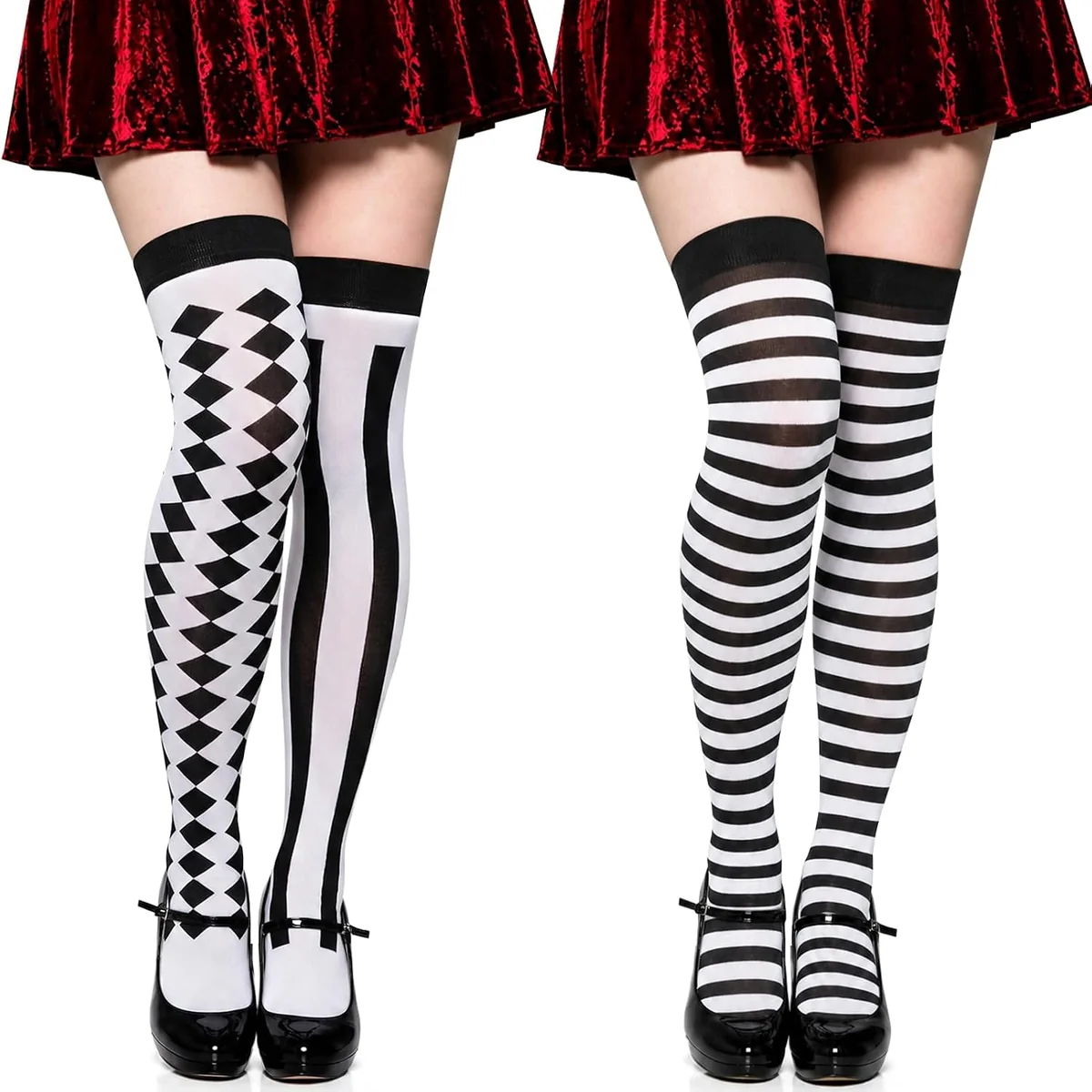SKARPETY 2 SZTUKI WYSOKIE DAMSKIE W PASKI HALLOWEEN IMPREZA STRÓJ