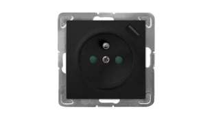 Ospel IMPRESJA Gniazdo pojedyncze z uziemieniem z przesłonami torów prądowych, z ładowarką USB czarny metalik GP-1YZPUSB/m/33 GP-1YZPUSB/m/33 - Gniazdka elektryczne - miniaturka - grafika 1