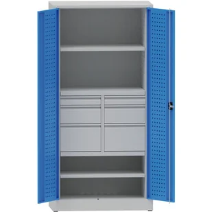 PARTNER B2B Metalowa szafa warsztatowa, 1950x950x500 mm, 2 półki, 6 szuflad S44200.2.B5.2.4K - Pozostałe wyposażenie warsztatu - miniaturka - grafika 1