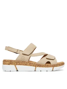 Rieker Sandały V2366-60 Beżowy - Sandały damskie - miniaturka - grafika 1