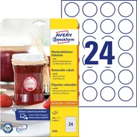 Etykiety do drukarek - Avery Etykiety papierowe okrągłe 40 mm ZWECKFORM usuwalne białe 10ark 240 etykiet /5080/ ZW679 - miniaturka - grafika 1