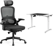 Fotele i krzesła biurowe - Krzesło biurowe Diablo Chairs V-Light Czarne + EGON 1100 Białe 110 cmx60 cm - miniaturka - grafika 1