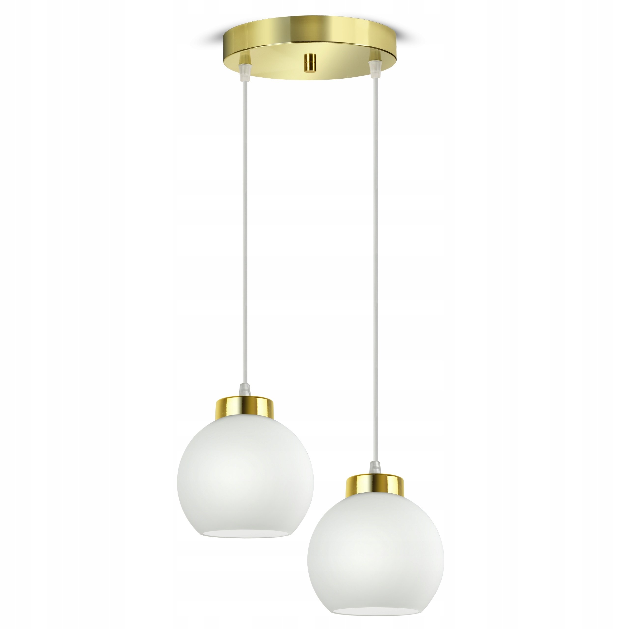 Lampa Wisząca Sufitowa Żyrandol Złota Szklane Białe Kule Glass EZ2 LED E27