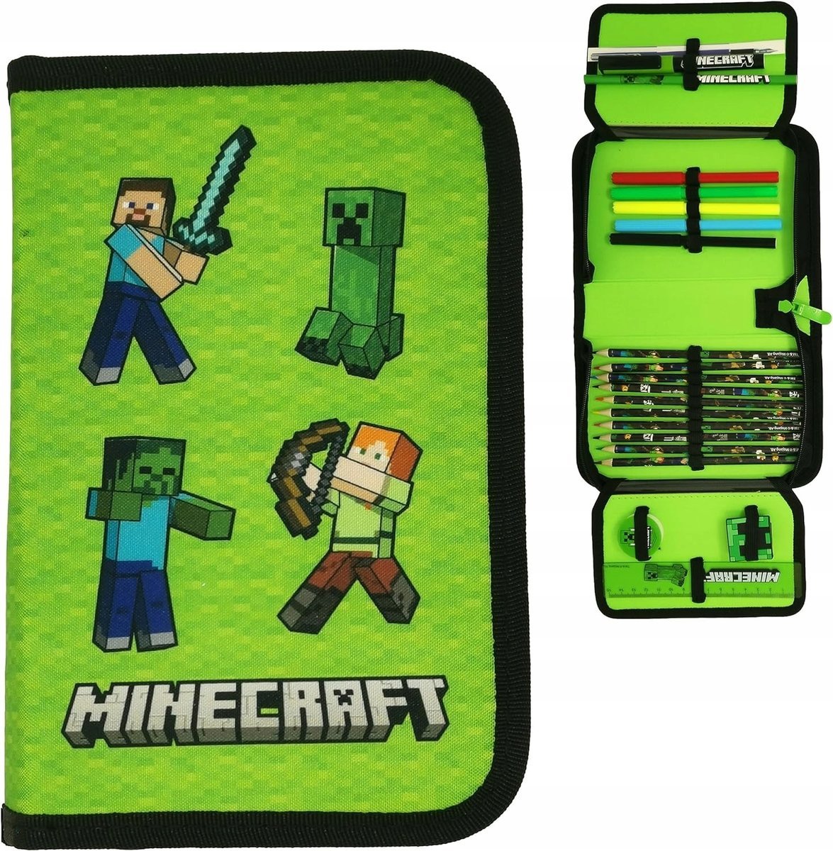 PIÓRNIK SZKOLNY Z WYPOSAŻENIEM MINECRAFT ZAMEK SASZETKA PIÓRNIKI SZKOLNE