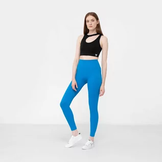 Spodnie sportowe damskie - Damskie legginsy treningowe GUESS RIB SEAMLESS LEGGING - niebieskie - grafika 1