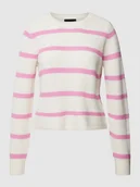 Swetry damskie - Sweter z dzianiny w paski - miniaturka - grafika 1