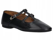 Baleriny - TOMMY HILFIGER CZARNE SKÓRZANE BALERINY Z PASKAMI 37 T7A - miniaturka - grafika 1