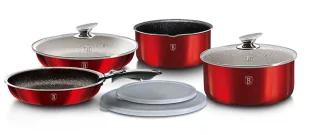 Czerwony zestaw aluminiowych garnków i patelni F3-P70 - Zestawy garnków i patelni - miniaturka - grafika 1