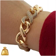 Bransoletki - UNIKATOWA ZŁOTA BRANSOLETKA DAMSKA NIESKOŃCZONOŚĆ Z CYRKONIAMI 18K PREZENT - miniaturka - grafika 1