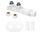 Zawory i kraniki - Zawór termostatyczny kątowy zespolony biały TULLY z maskownicą - miniaturka - grafika 1