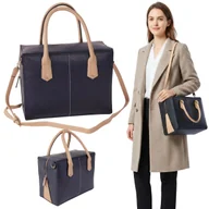 Torebki damskie - Elegancka torebka damska NA ZAMEK, czarny KUFEREK na ramię + długi pasek - miniaturka - grafika 1