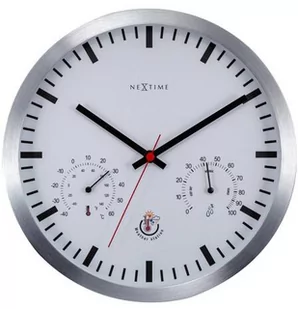 Nextime Zegar ścienny: termometr i miernik wilgotności (biały) Weather Station + bateria gratis - Zegary - miniaturka - grafika 1