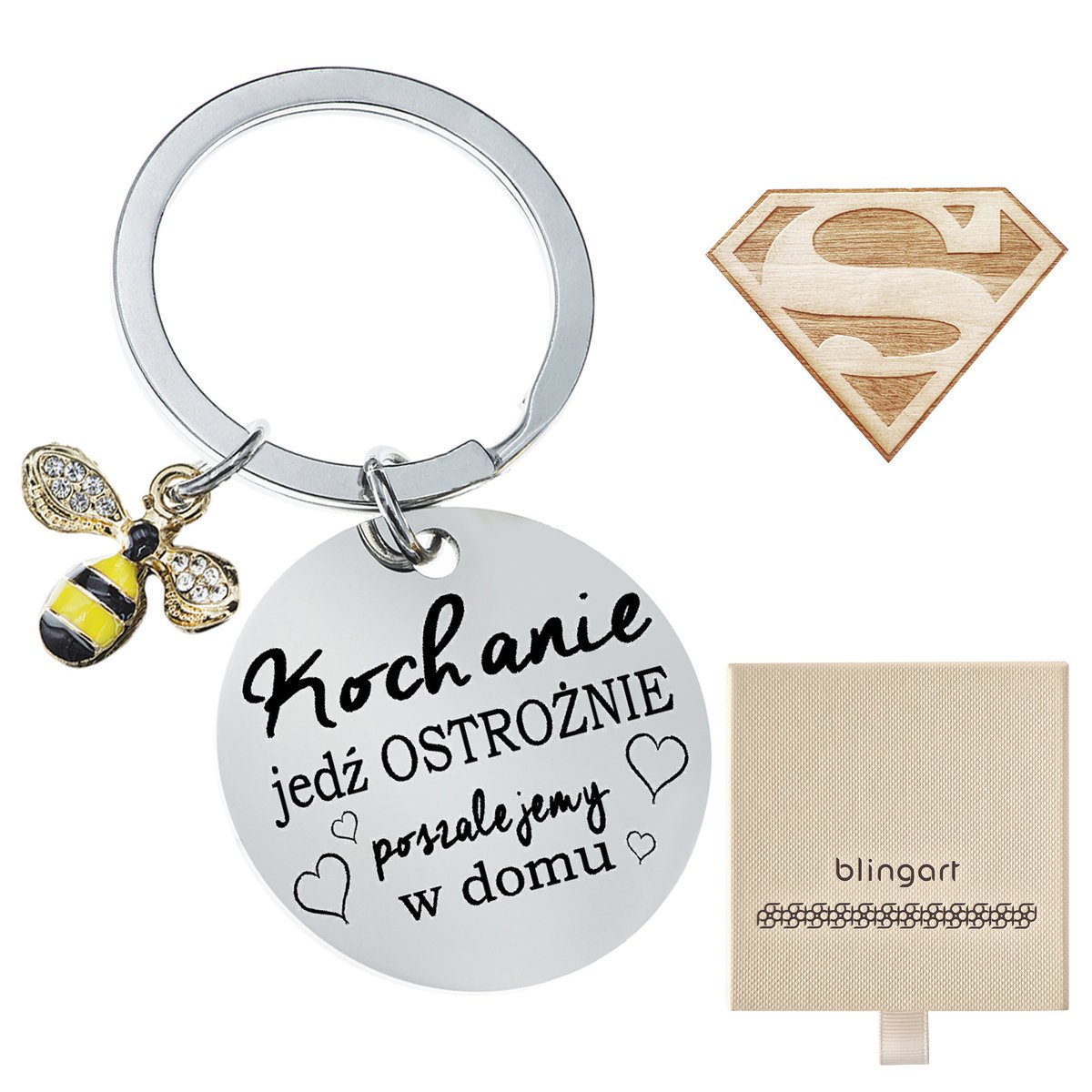 Brelok do kluczy Z GRAWEREM kółko PSZCZOŁA