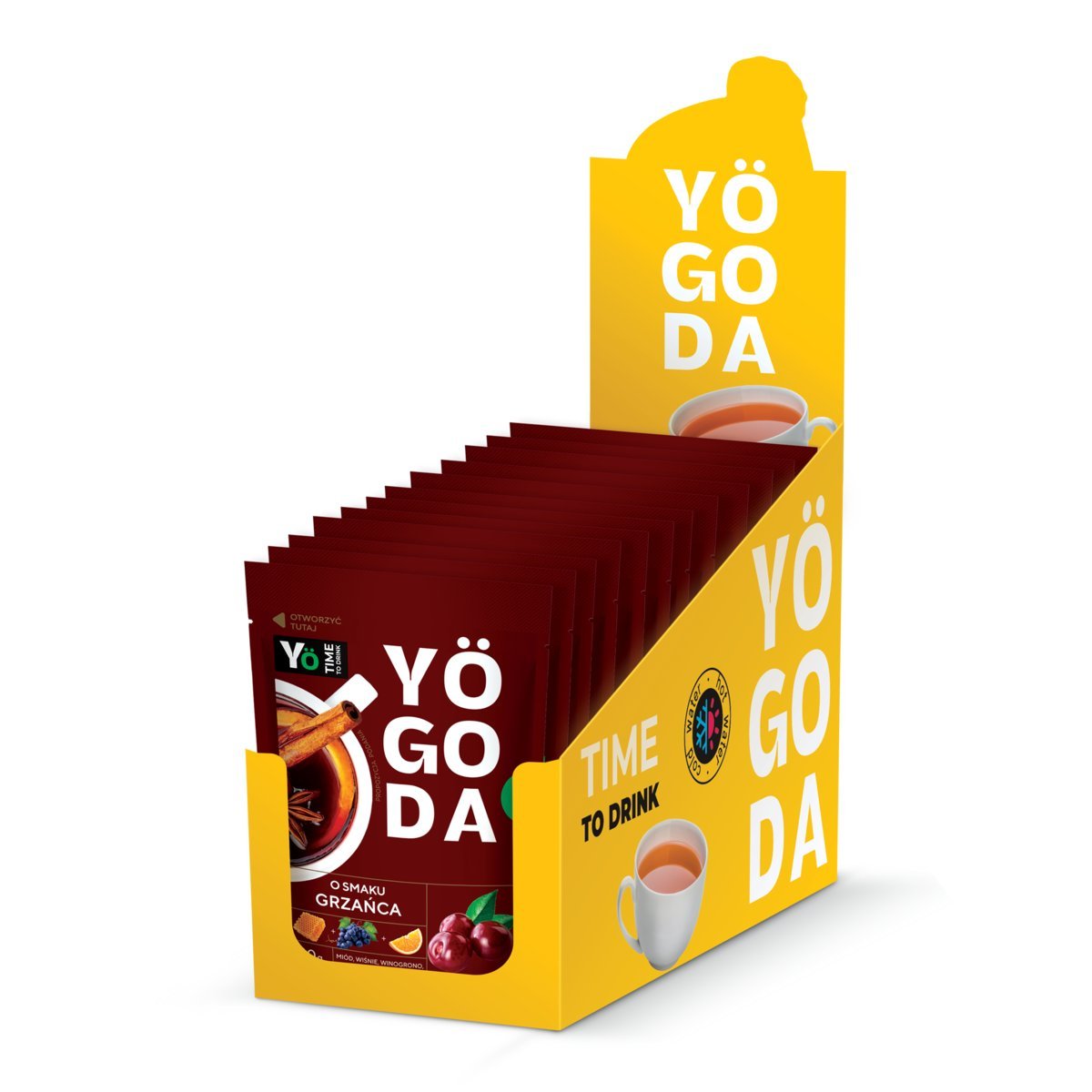 Herbata owocowa Yogoda o smaku GRZAŃCA bez cukru Box 14 saszetek, miód, wiśnia, koncentrat, mieszanka, napój