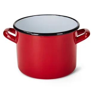 Emalia Polska Pleszew Garnek emaliowany Polska Pleszew gładki bez pokrywki 18 cm 3,2 l czerwony - Garnki - miniaturka - grafika 1