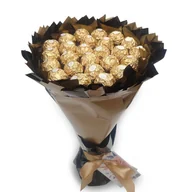 Zestawy upominkowe - Bukiet czarny i złoty ze słodyczy Ferrero Rocher (25 szt) Prezent na 25 urodziny, Rocznicę Ślubu - miniaturka - grafika 1