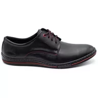 Półbuty męskie - Skórzane buty męskie 295LU czarne z czerwonym - Buty Olivier - miniaturka - grafika 1