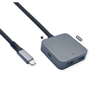 VALUE Koncentrator USB 3.2 Gen 2, 4 porty 2x A + 2x C, z kablem przedłużającym, 3 m 12.99.1126