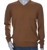 Swetry męskie - Sweter męski z kaszmiru i wełny merynosów XL w szpic kaszmirowy brąz 237 - miniaturka - grafika 1