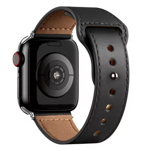 Pasek Alogy Leather Strap Band skóra do Apple Watch 1/2/3/4/5/6/7/8/SE/ULTRA (42/44/45/49mm) czarny - Akcesoria do smartwatchy - miniaturka - grafika 2