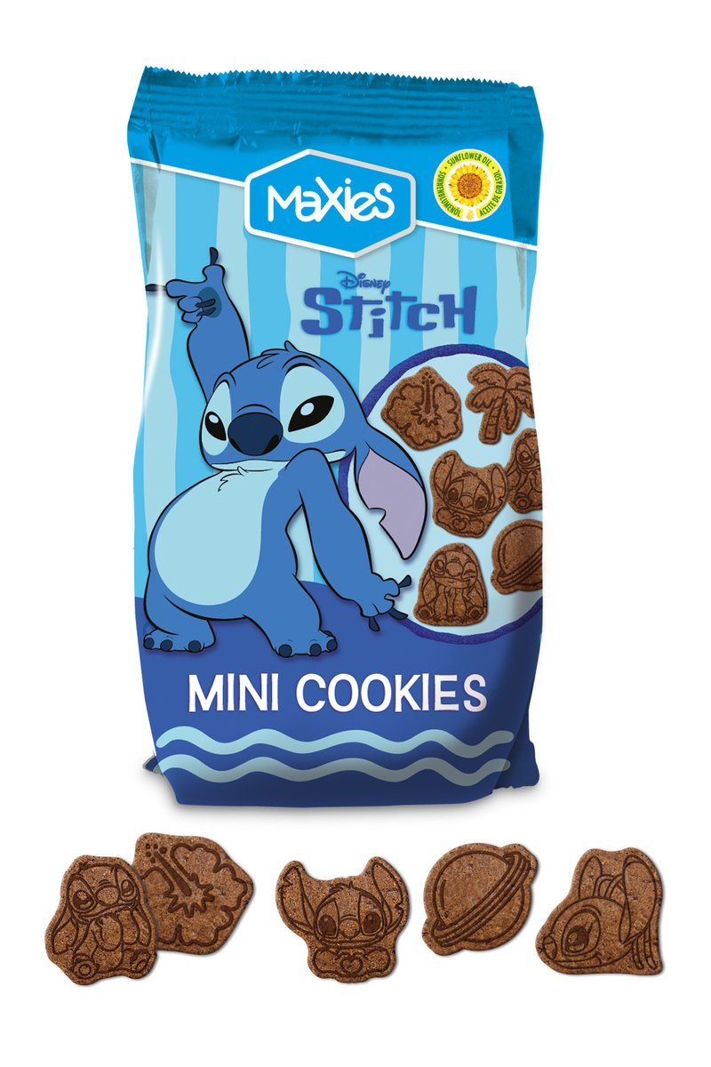 DISNEY STITCH ZBOŻOWE KAKAOWE CIASTECZKA W KSZTAŁCIE POSTACI 100G MAXIES