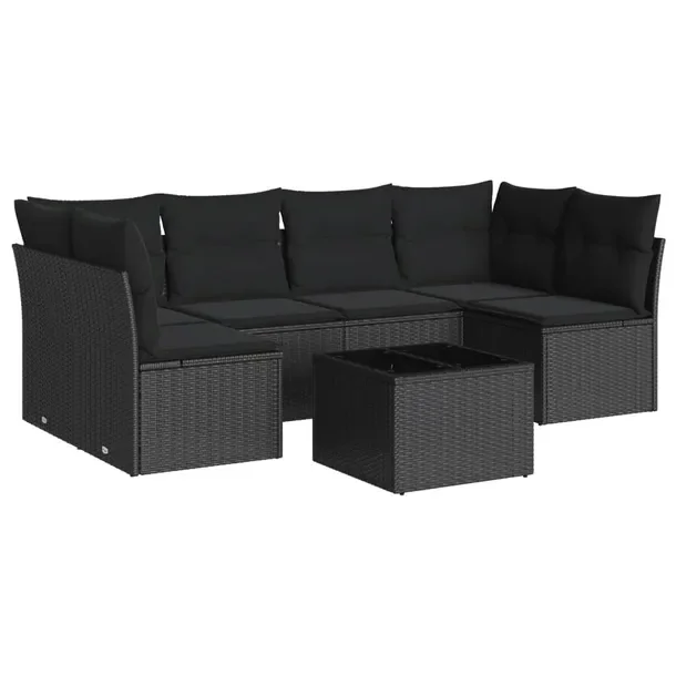 Zestaw mebli ogrodowych modułowych czarny rattan PE 62 x 62 x 69 cm