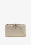 Torebki damskie - Złota Brokatowa Torebka Kopertówka z Cyrkoniami i Biżuteryjną Ozdobą Avlelia - miniaturka - grafika 1