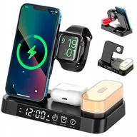 Powerbanki - Ładowarka Indukcyjna Stacja Dokująca Apple Iphone Galaxy USB 5w1 LED Zegar - miniaturka - grafika 1