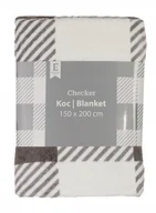 Koce - Miękki koc kremowo - szary 150x200 cm w kratę CHECKER - miniaturka - grafika 1