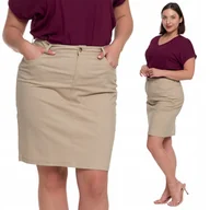 Spódnice - SPÓDNICA DAMSKA Z PASKIEM DOPASOWANY KRÓJ ELEGANCKA WYGODNA MORAJ XL BEIGE - miniaturka - grafika 1