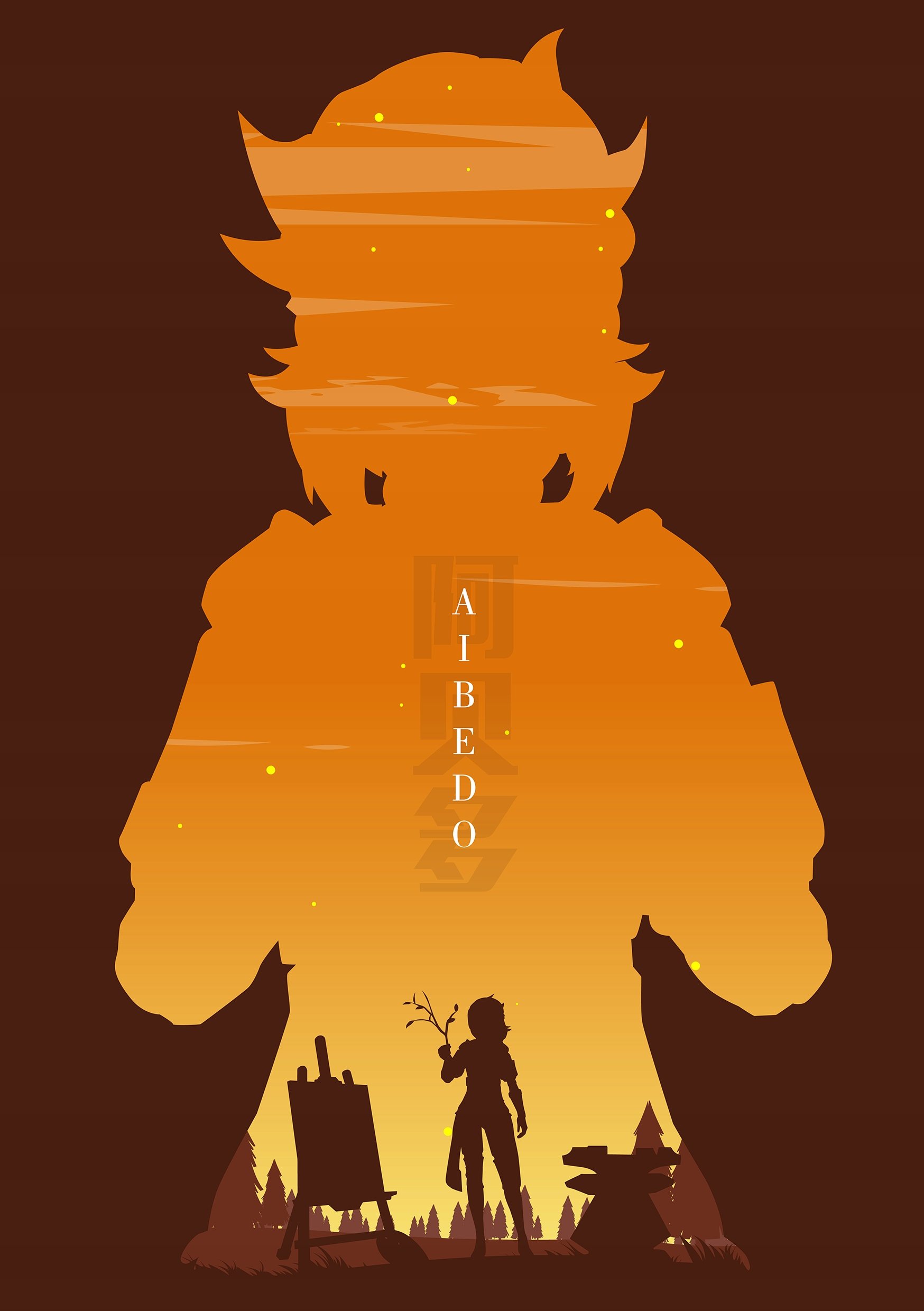 Plakat A3 Genshin Impact Anime Gra Albedo