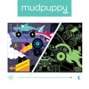 Mudpuppy, Puzzle świecące w ciemności, Monster trucki, 100 elementów - Puzzle - miniaturka - grafika 1