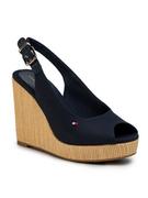 Espadryle damskie - Tommy Hilfiger Espadryle Iconic Elena Sling Back Wedge FW0FW04789 Granatowy - miniaturka - grafika 1