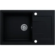 Zlewozmywaki - EOS Zlewozmywak granitowy jednokomorowy z ociekaczem DURAN czarny mat - miniaturka - grafika 1