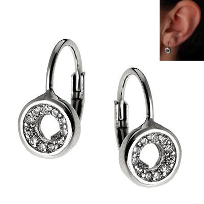 Kolczyki wiszące klasyczne okrągłe oponki srebro rodowane 925 k2012