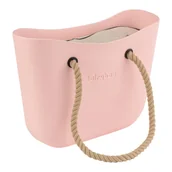 Torebki damskie - Torebka Torba Gumowa | Jelly Bag |Sznurkowe rączki | Pudrowy róż - miniaturka - grafika 1