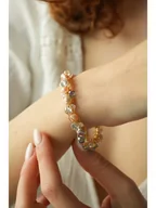 Bransoletki - Pierres delicates Bransoletka w kolorze jasnoróżowym z perłami - miniaturka - grafika 1