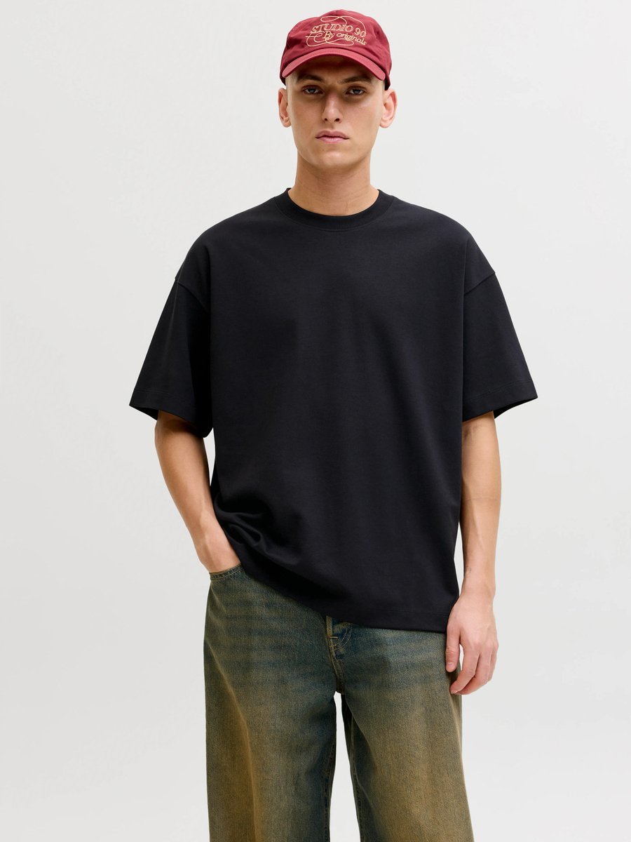 Jack & Jones Jack&Jones męska koszulka t-shirt JJEBARRON TEE SS O-NECK NOOS 12298906 BLACK M