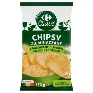 Carrefour Classic Chipsy ziemniaczane karbowane o smaku zielonej cebulki 170 g - Chipsy - miniaturka - grafika 1