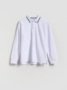 Reserved - Bawełniany longsleeve polo - biały - Bluzki dla chłopców - miniaturka - grafika 1