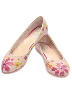 Baleriny - Goby Baleriny w kolorze kremowo-czerwono-żółtym ze wzorem - miniaturka - grafika 1