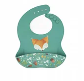 Śliniaki i fartuszki - SASSI Śliniak silikonowy z kieszonką lisek SASSI - miniaturka - grafika 1