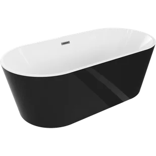 Mexen Luna wanna wolnostojąca 140 x 75 cm, biała/czarna, przelew gun gray szczotkowany - 52031407575-66 - Wanny - miniaturka - grafika 1