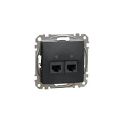 Gniazdka elektryczne - Sedna Design & Elements, gniazdo komputerowe 2xRJ45 kat.5e UTP, czarny antracyt, SCHNEIDER - miniaturka - grafika 1