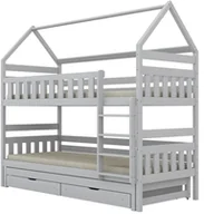Łóżka dla dzieci i młodzieży - Łóżko piętrowe domek FELIKS 160x80 białe drewniane trzyosobowe z szufladami KOCOT KIDS - miniaturka - grafika 1