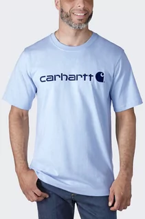 Koszulki sportowe męskie - Koszulka męska T-shirt Carhartt Heavyweight Core Logo S/S HC5 Fog Blue - grafika 1