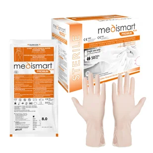 Rękawiczki chirurgiczne sterylne 8.0 lateksowe bezpudrowe Medismart Premium Plus 50 par - Rękawiczki jednorazowe - miniaturka - grafika 1