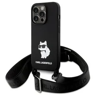 Etui i futerały do telefonów - Karl Lagerfeld KLHCP15XSCBSCNK iPhone 15 Pro Max 6.7" hardcase czarny/black Crossbody Silicone Choupette - miniaturka - grafika 1